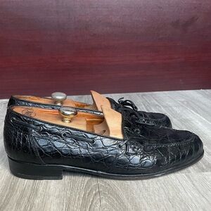 ZELLI Men’s Black Crocodile Leather Slip-On Loafers